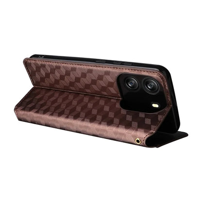For Blackview Wave 6C Case Rhombus Imprinted Wallet Magnetic Clasp Phone Cover