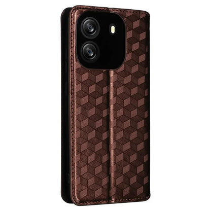 For Blackview Wave 6C Case Rhombus Imprinted Wallet Magnetic Clasp Phone Cover