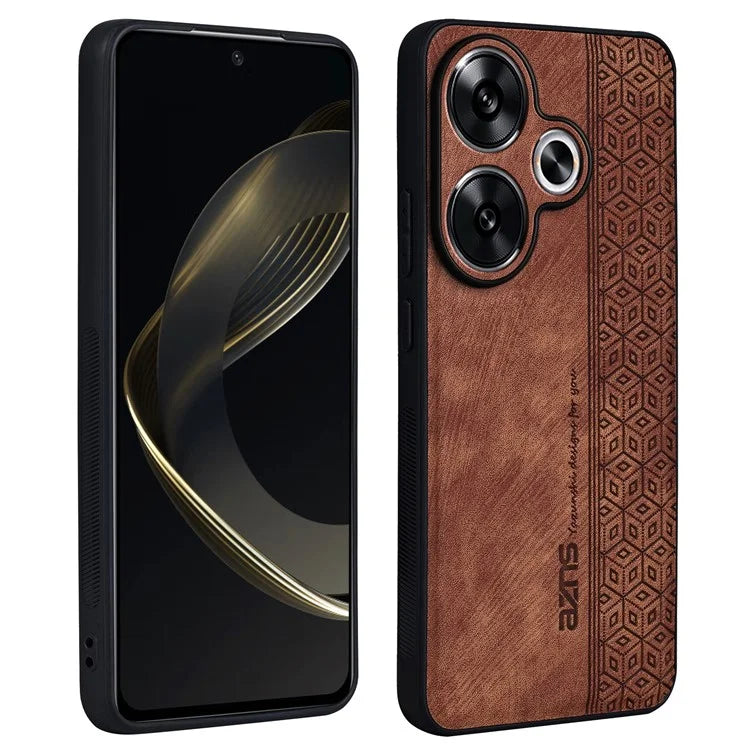 AZNS For Xiaomi Redmi Turbo 3 5G / Poco F6 5G Case PU Leather Coated TPU Imprinted Phone Cover
