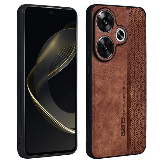 AZNS For Xiaomi Redmi Turbo 3 5G / Poco F6 5G Case PU Leather Coated TPU Imprinted Phone Cover