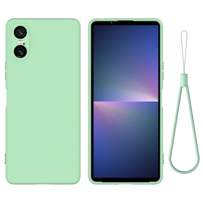 For Sony Xperia 10 VI Case Liquid Silicone Protective Phone Cover with Hand Strap