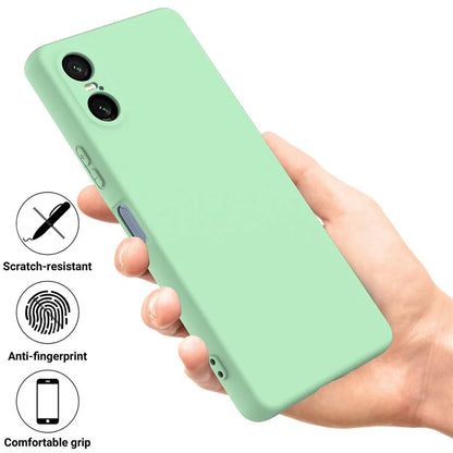 For Sony Xperia 10 VI Case Liquid Silicone Protective Phone Cover with Hand Strap