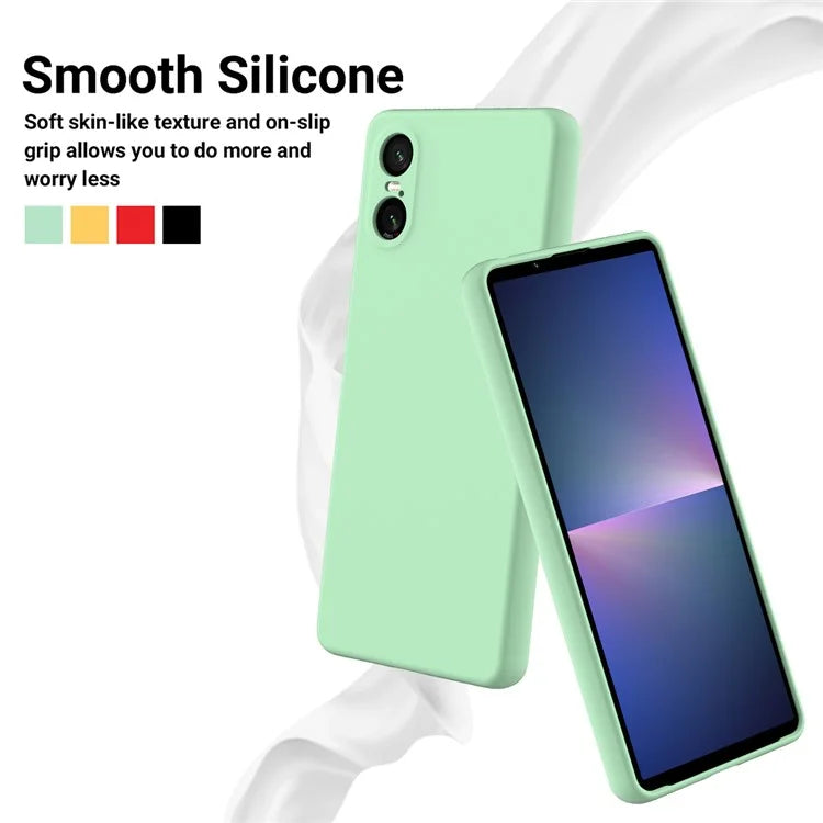 For Sony Xperia 10 VI Case Liquid Silicone Protective Phone Cover with Hand Strap
