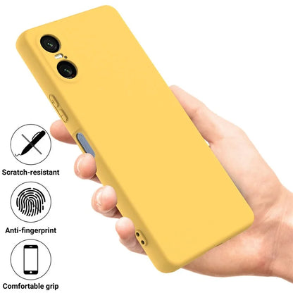 For Sony Xperia 10 VI Case Liquid Silicone Protective Phone Cover with Hand Strap