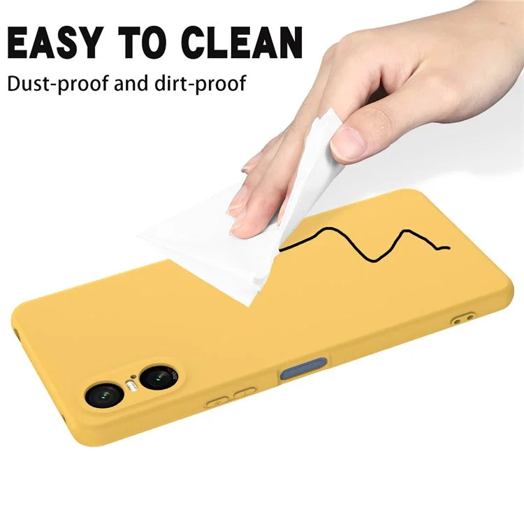 For Sony Xperia 10 VI Case Liquid Silicone Protective Phone Cover with Hand Strap