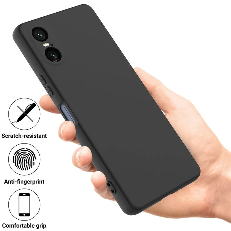 For Sony Xperia 10 VI Case Liquid Silicone Protective Phone Cover with Hand Strap