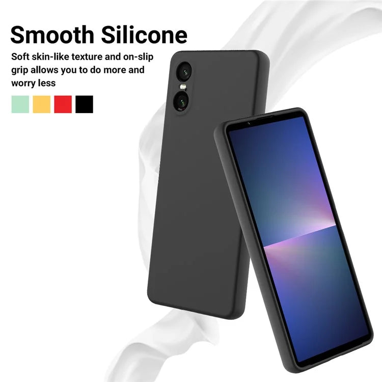 For Sony Xperia 10 VI Case Liquid Silicone Protective Phone Cover with Hand Strap