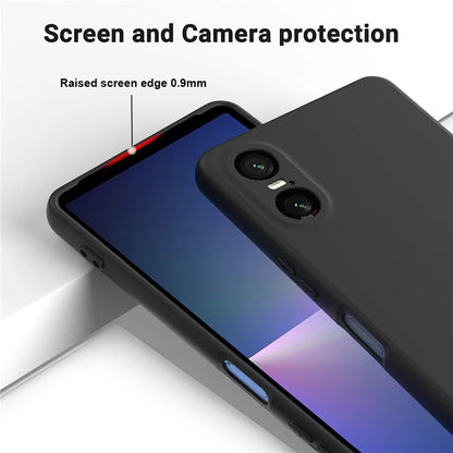 For Sony Xperia 10 VI Case Liquid Silicone Protective Phone Cover with Hand Strap