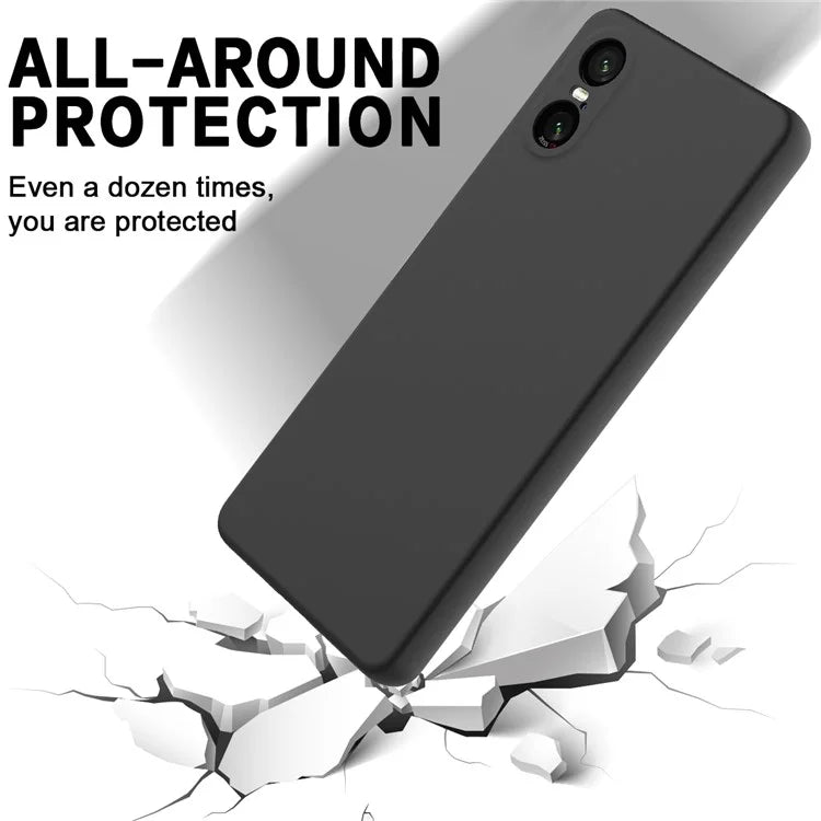 For Sony Xperia 10 VI Case Liquid Silicone Protective Phone Cover with Hand Strap