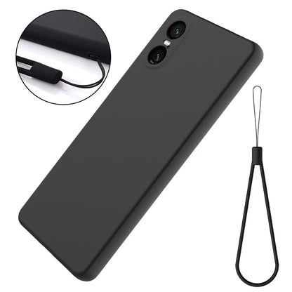 For Sony Xperia 10 VI Case Liquid Silicone Protective Phone Cover with Hand Strap