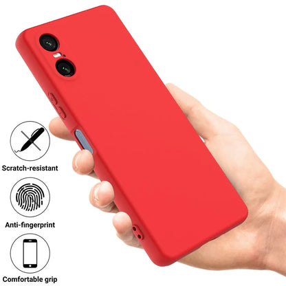 For Sony Xperia 10 VI Case Liquid Silicone Protective Phone Cover with Hand Strap