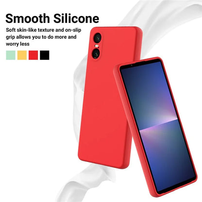 For Sony Xperia 10 VI Case Liquid Silicone Protective Phone Cover with Hand Strap