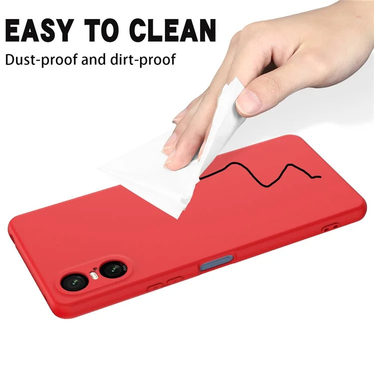 For Sony Xperia 10 VI Case Liquid Silicone Protective Phone Cover with Hand Strap