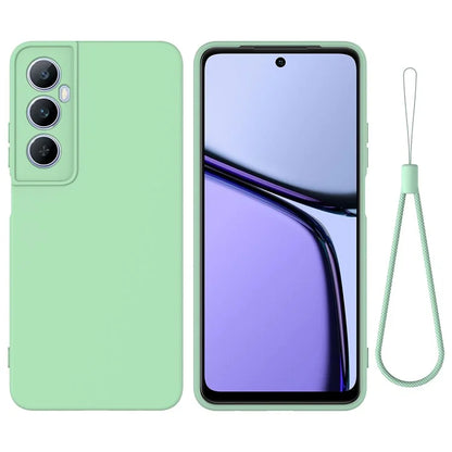 For Realme C65 4G Protective Case Liquid Silicone Phone Cover with Wrist Strap