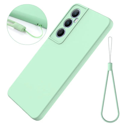 For Realme C65 4G Protective Case Liquid Silicone Phone Cover with Wrist Strap