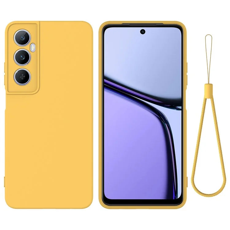 For Realme C65 4G Protective Case Liquid Silicone Phone Cover with Wrist Strap