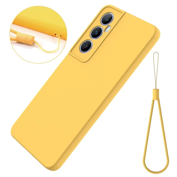 For Realme C65 4G Protective Case Liquid Silicone Phone Cover with Wrist Strap