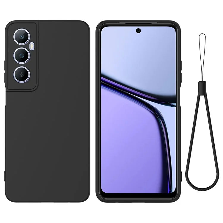 For Realme C65 4G Protective Case Liquid Silicone Phone Cover with Wrist Strap