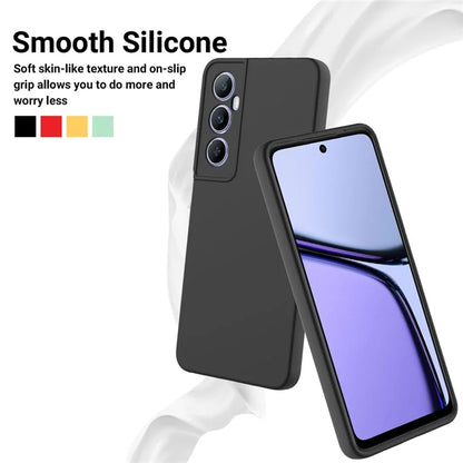 For Realme C65 4G Protective Case Liquid Silicone Phone Cover with Wrist Strap