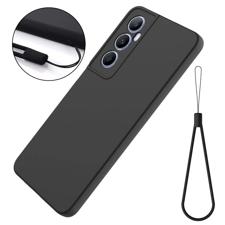 For Realme C65 4G Protective Case Liquid Silicone Phone Cover with Wrist Strap