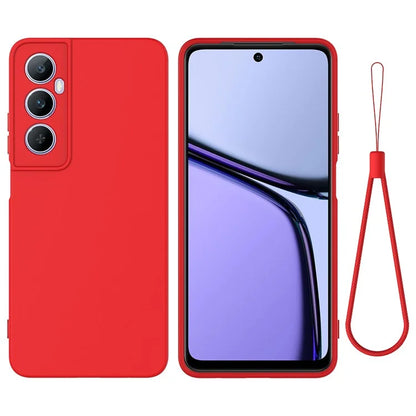 For Realme C65 4G Protective Case Liquid Silicone Phone Cover with Wrist Strap