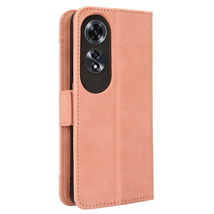 For Oppo A60 4G Case with Multiple Card Slots PU Leather Flip Stand Cell Phone Cover