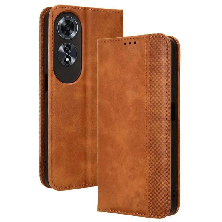 For Oppo A60 4G Leather Case Magnetic Closing Phone Cover with Wallet