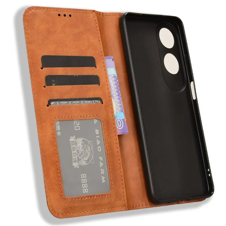 For Oppo A60 4G Leather Case Magnetic Closing Phone Cover with Wallet