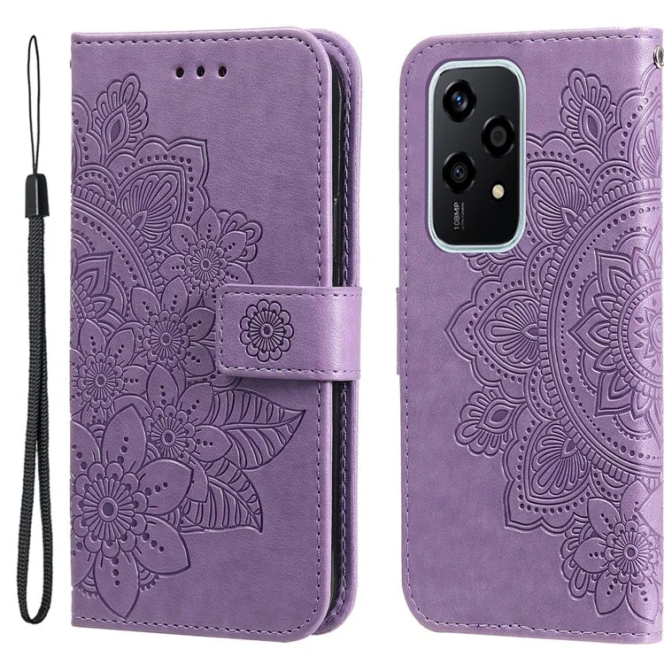 For Honor 200 Lite Case Flower Imprinted PU Leather Wallet Phone Folio Cover
