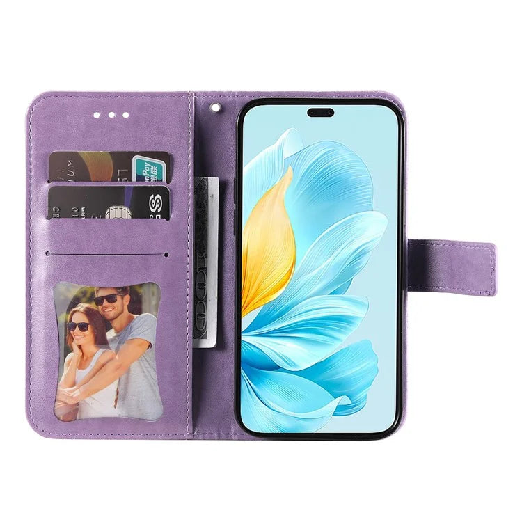 For Honor 200 Lite Case Flower Imprinted PU Leather Wallet Phone Folio Cover