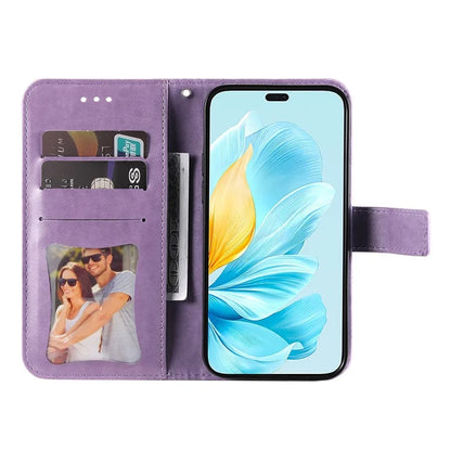 For Honor 200 Lite Case Flower Imprinted PU Leather Wallet Phone Folio Cover