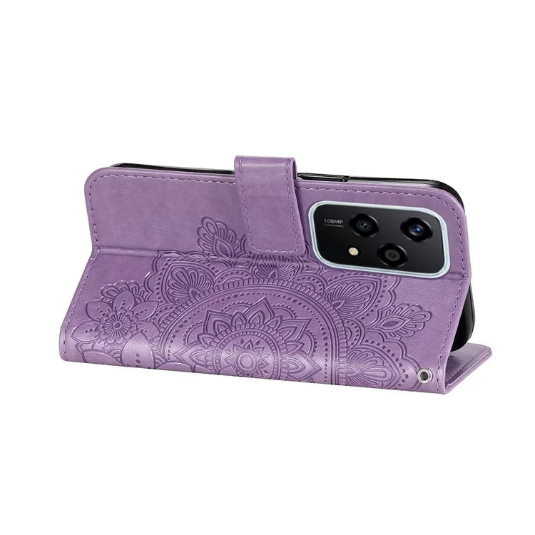 For Honor 200 Lite Case Flower Imprinted PU Leather Wallet Phone Folio Cover