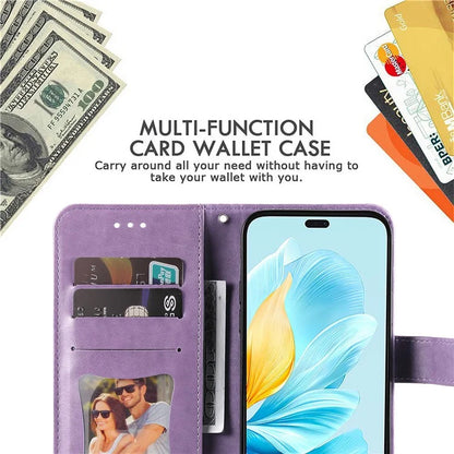 For Honor 200 Lite Case Flower Imprinted PU Leather Wallet Phone Folio Cover