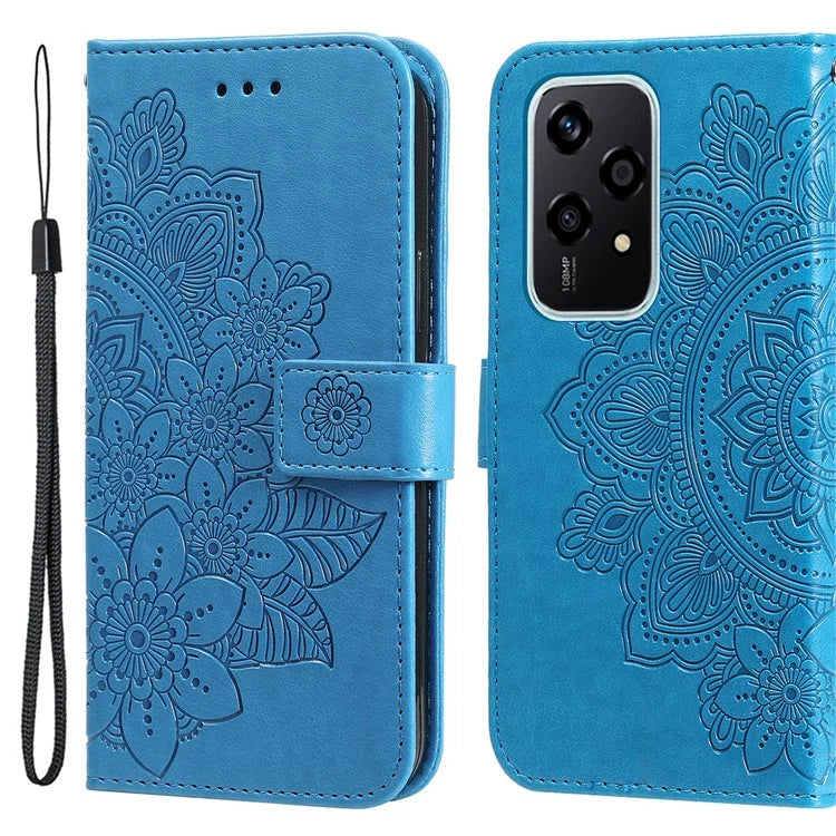 For Honor 200 Lite Case Flower Imprinted PU Leather Wallet Phone Folio Cover