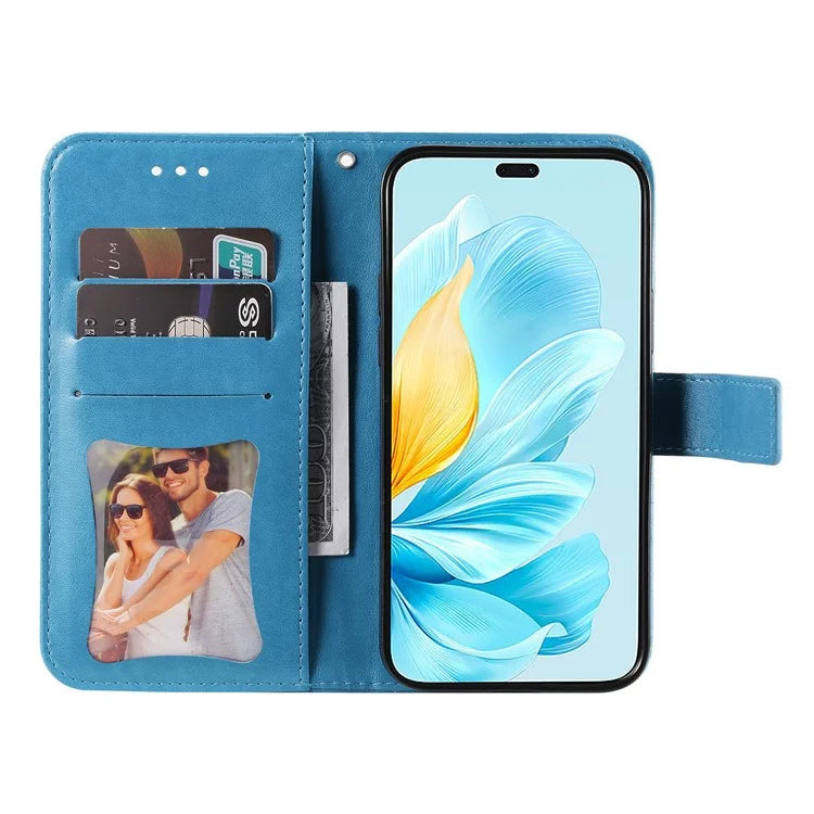 For Honor 200 Lite Case Flower Imprinted PU Leather Wallet Phone Folio Cover