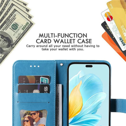 For Honor 200 Lite Case Flower Imprinted PU Leather Wallet Phone Folio Cover