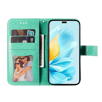 For Honor 200 Lite Case Flower Imprinted PU Leather Wallet Phone Folio Cover