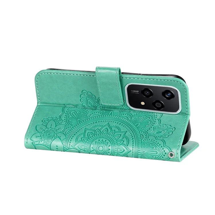 For Honor 200 Lite Case Flower Imprinted PU Leather Wallet Phone Folio Cover