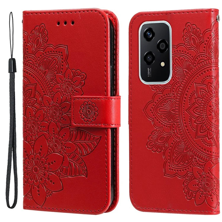 For Honor 200 Lite Case Flower Imprinted PU Leather Wallet Phone Folio Cover