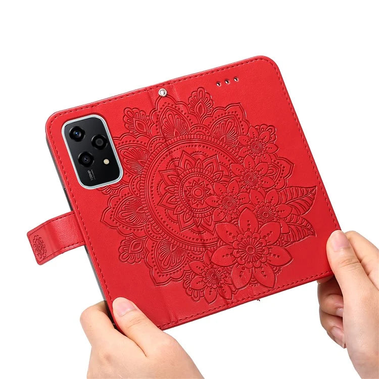 For Honor 200 Lite Case Flower Imprinted PU Leather Wallet Phone Folio Cover