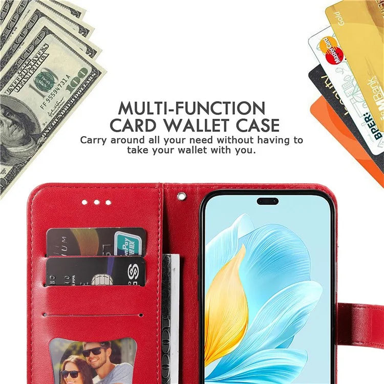 For Honor 200 Lite Case Flower Imprinted PU Leather Wallet Phone Folio Cover