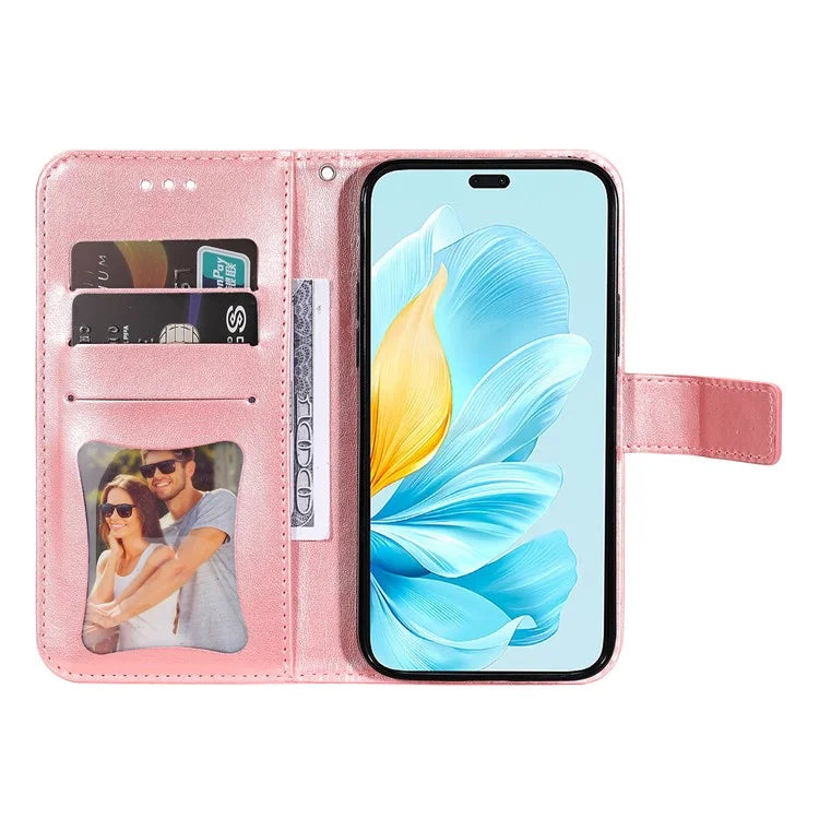 For Honor 200 Lite Case Flower Imprinted PU Leather Wallet Phone Folio Cover