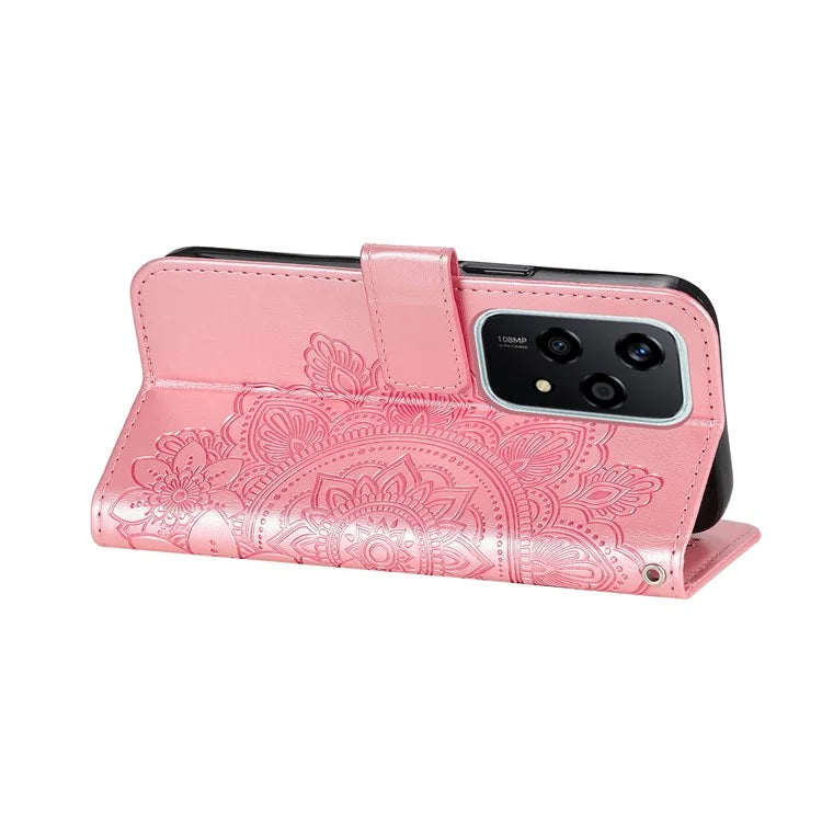 For Honor 200 Lite Case Flower Imprinted PU Leather Wallet Phone Folio Cover