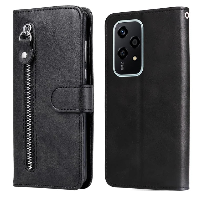 For Honor 200 Lite Case PU Leather Card Slots Zipper Pocket Phone Cover