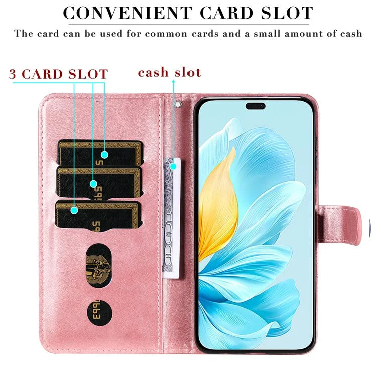 For Honor 200 Lite Case PU Leather Card Slots Zipper Pocket Phone Cover