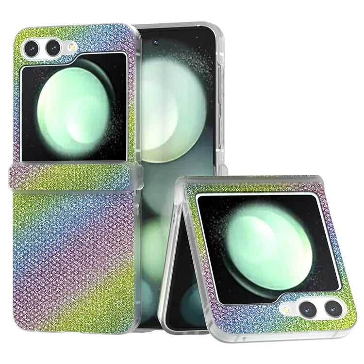 For Samsung Galaxy Z Flip5 5G Case Diamond Textured PU+PC Matte Edge Phone Cover