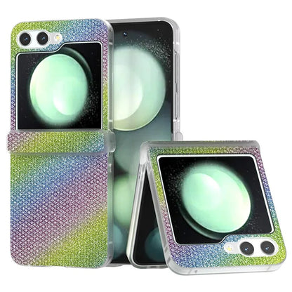 For Samsung Galaxy Z Flip5 5G Case Diamond Textured PU+PC Matte Edge Phone Cover