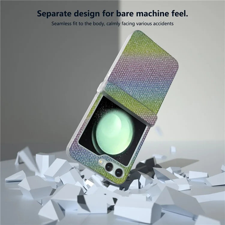 For Samsung Galaxy Z Flip5 5G Case Diamond Textured PU+PC Matte Edge Phone Cover