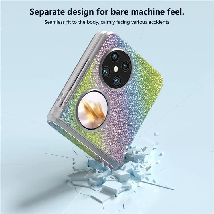For Huawei Pocket 2 Case Matte Edge Diamond Textured PU+PC Phone Protector