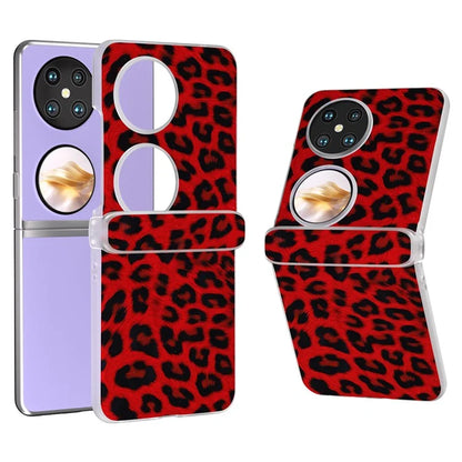 For Huawei Pocket 2 Case Leopard Print Texture Leather+PC Phone Cover with Clear Matte Edge